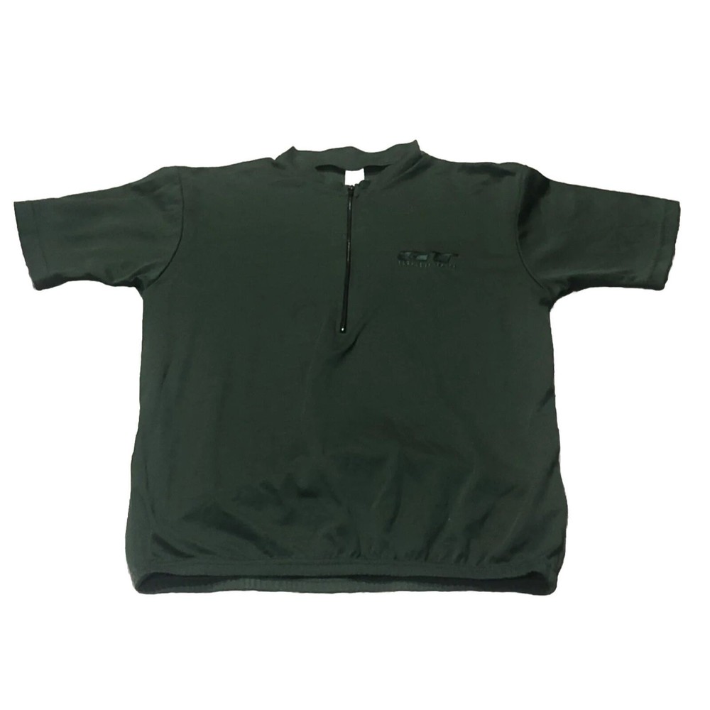 Vintage GT Cycling Jersey Men's Size Large 1/2 Zip Short Sleeve Green Zip Pocket